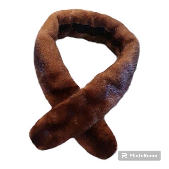 Mink Collar (brown) Extremely Soft. real mink fur VINTAGE Size 40x4 in - Picture 2 of 12